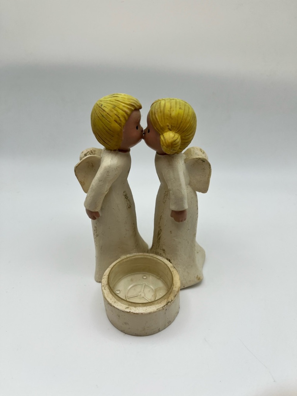 Handcrafted Cream and Yellow Angel Tea Light Holder- Home Accents